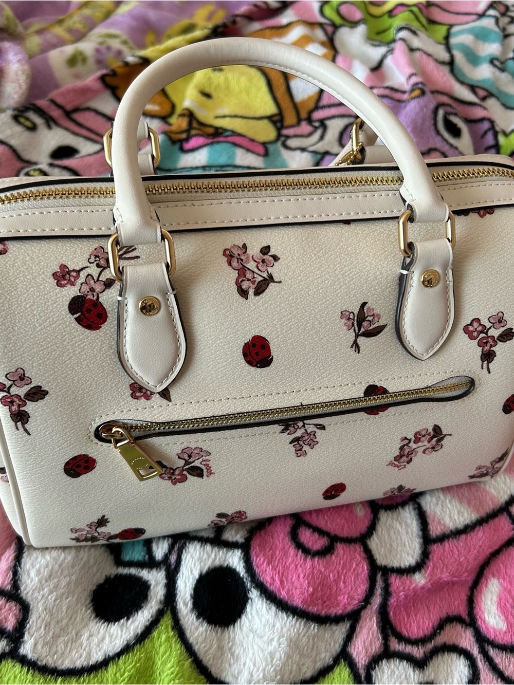 Coach rowan Satchel with Pink Floral & Red Ladybugs - Picture 3 of 6